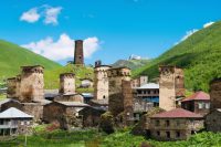 svaneti in the summer with green scenery