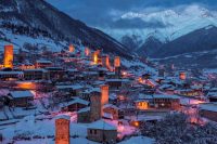 svaneti in winter at night time