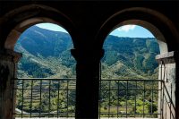 green scenery view from vardzia cave city